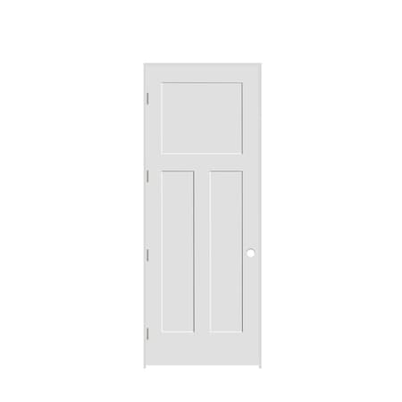 Codel Doors 36" x 96" x 1-3/8" Primed 3-Panel Mission Interior Shaker 4-9/16" RH Prehung Door w/Stn Nickel Hngs 3080pri8403RH154916